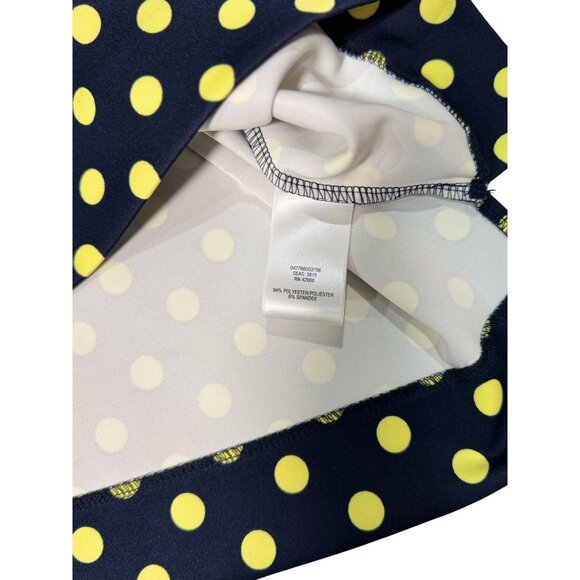 NEW Jaclyn Smith Womens Beaded Polka Dot Top L 3/4 Sleeve Navy/Yellow Stretch - Picture 2 of 10